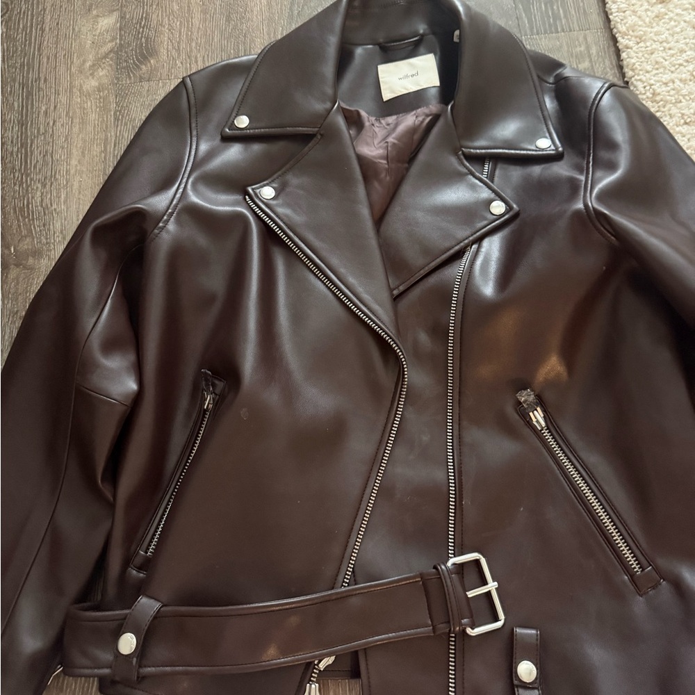 Aritzia oversized ox blood vegan leather jacket size medium